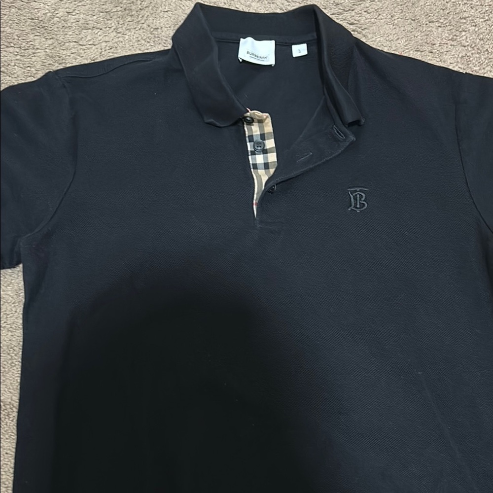 Burberry Black Polo Shirt with Iconic Check Accent